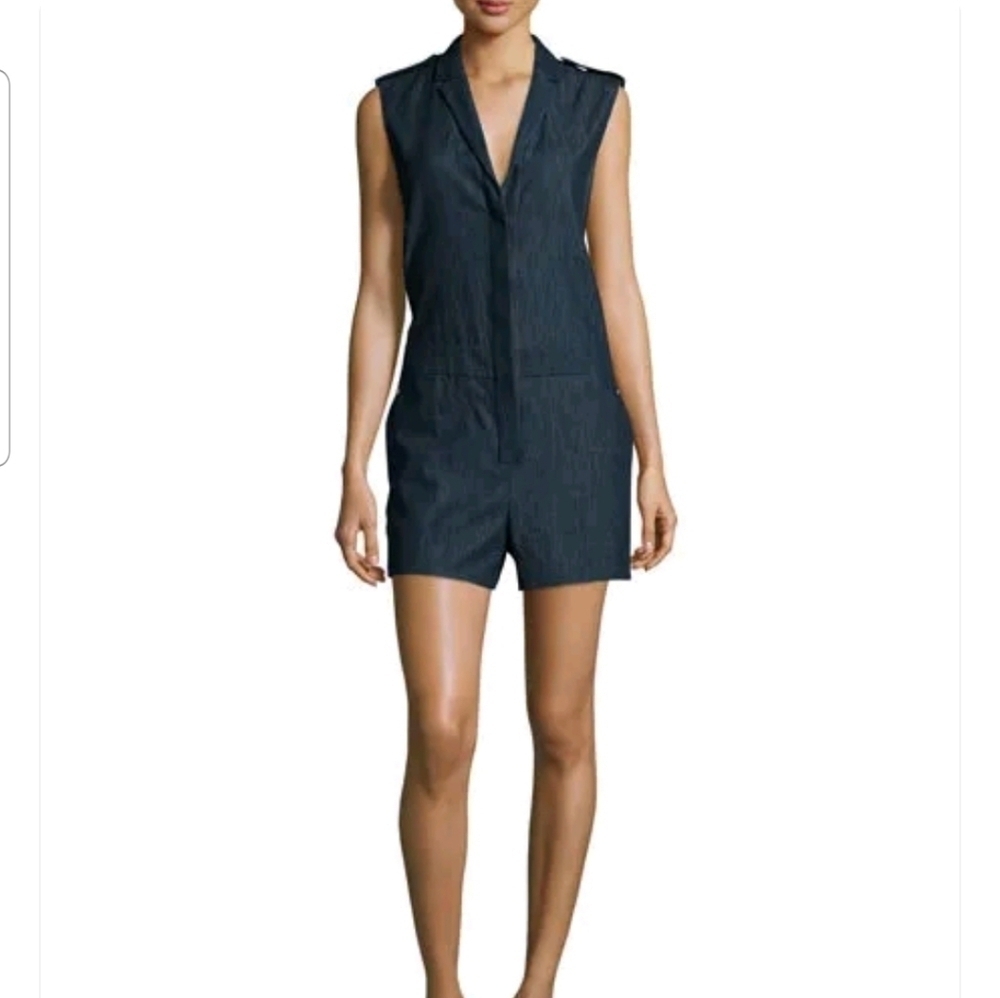Rag & Bone Gigi Sleeveless Chambray Indigo Romper Size 0 Summer Party Festival
